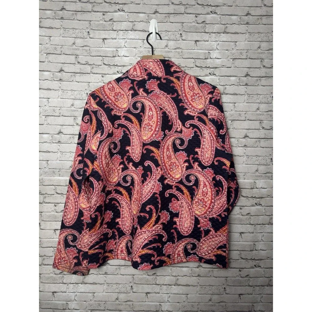 Onque Casual Women's Paisley Floral Full Zip Jacket - Size L - Picture 4 of 5